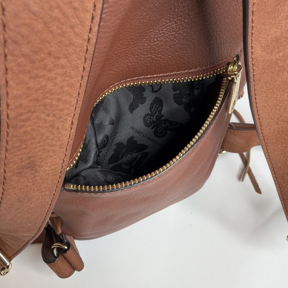 Rebecca Minkoff Julian Fringe Leather Backpack Brown | Boho Festival Bag - Picture 12 of 16